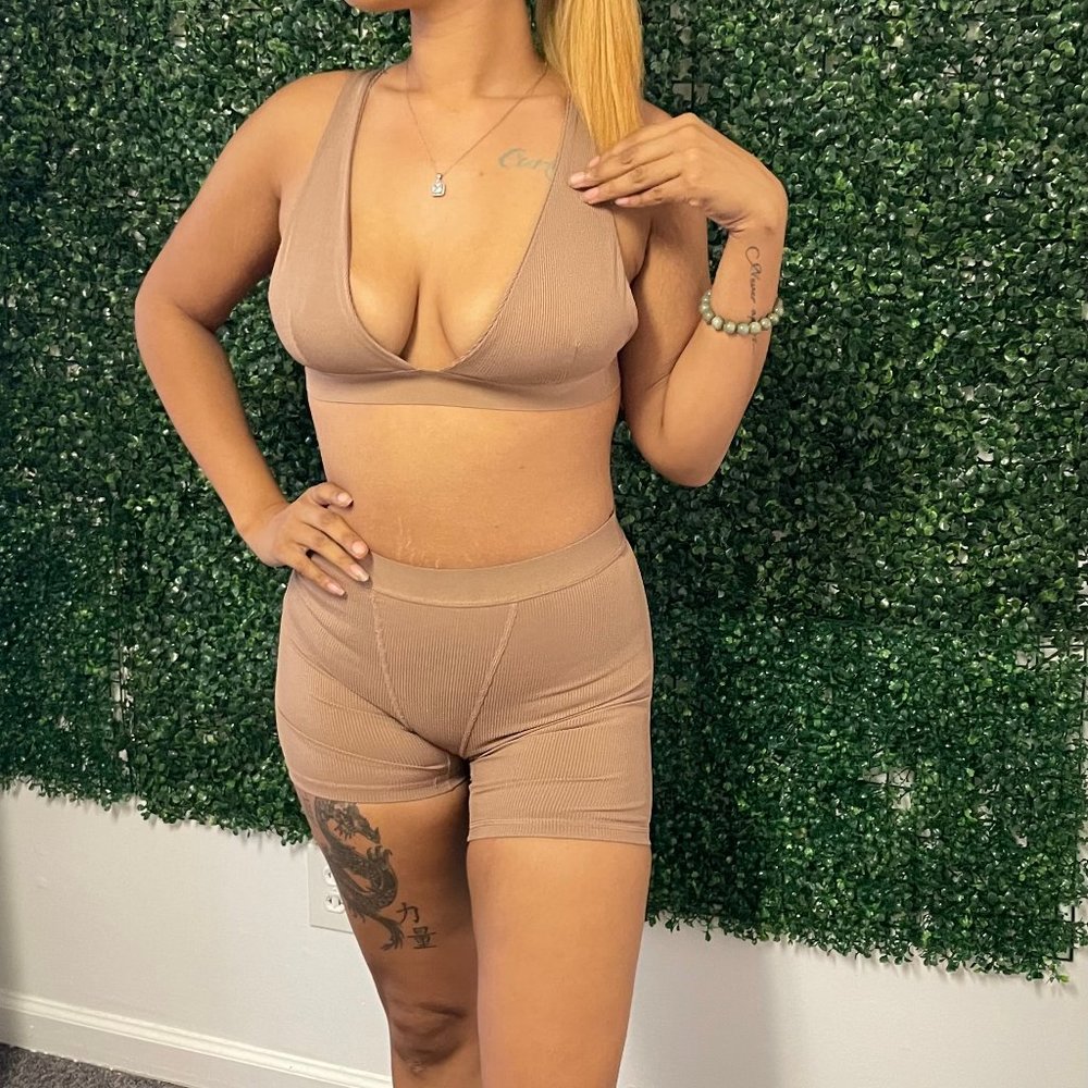 TWO PIECE SET BRALETTE W/ MATCHING BIKER SHORTS